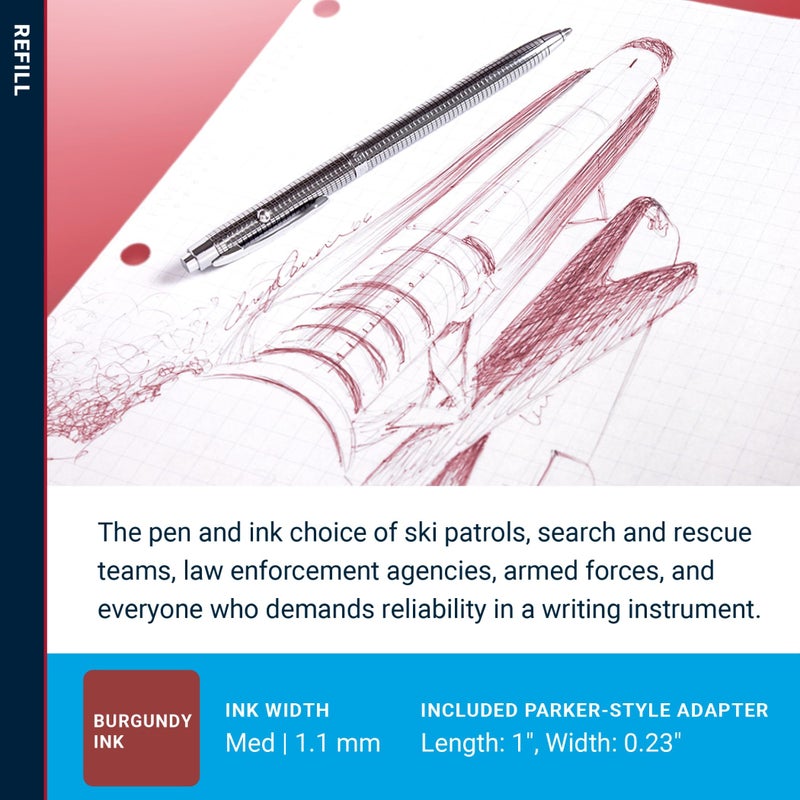 Fisher Space Pen Medium Point Pressurized Cartridge Refill, Burgundy Ink, 1 Pack - Image 3